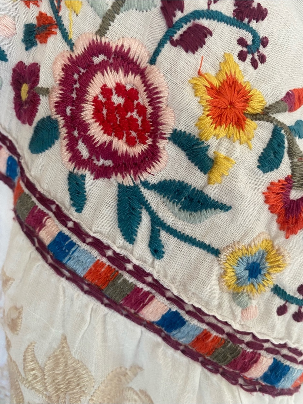 NWOT Johnny Was white Allegra peasant blouse colorful floral embroidery size L - Picture 11 of 16